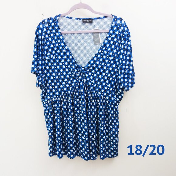 Lane Bryant Blue and White Illusion Collection Blouse V Neck Size 18/20 NWT! - Picture 1 of 7